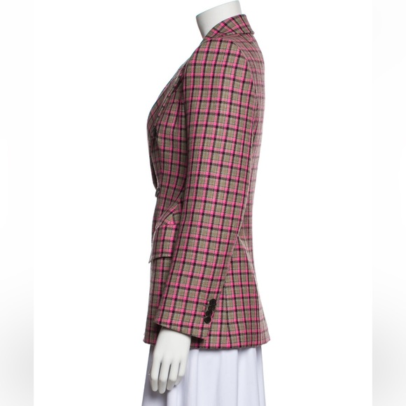 Balenciaga pink tartan hourglass wool jacket size 36 fit a small 2-4 dress - Picture 4 of 5